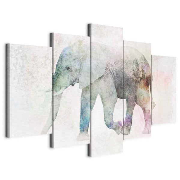 Tableau - Painted Elephant (5 Parts) Wide Tableau - Painted Elephant (5 Parts) Wide