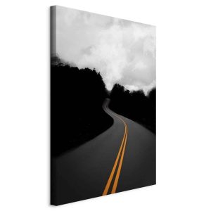 Tableau - Path Between Trees (1-part) - Black and White Skyline Landscape