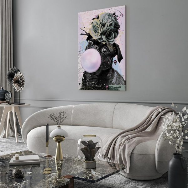 Tableau - Pug With Bubble Gum (1 Part) Vertical