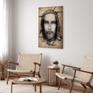 Tableau - Shroud of Turin in Sepia (1 Part) Vertical