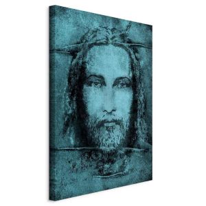 Tableau - Shroud of Turin in Turqoise (1 Part) Vertical