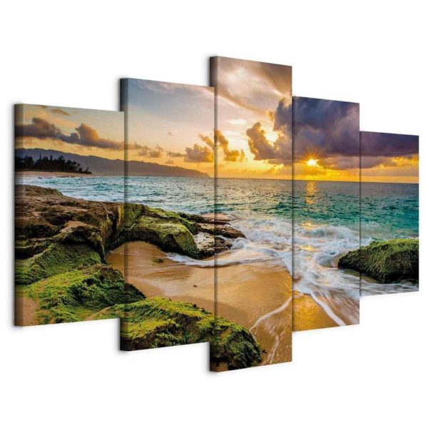 Tableau - Turquoise Sea (5 Parts) Wide Tableau - Turquoise Sea (5 Parts) Wide