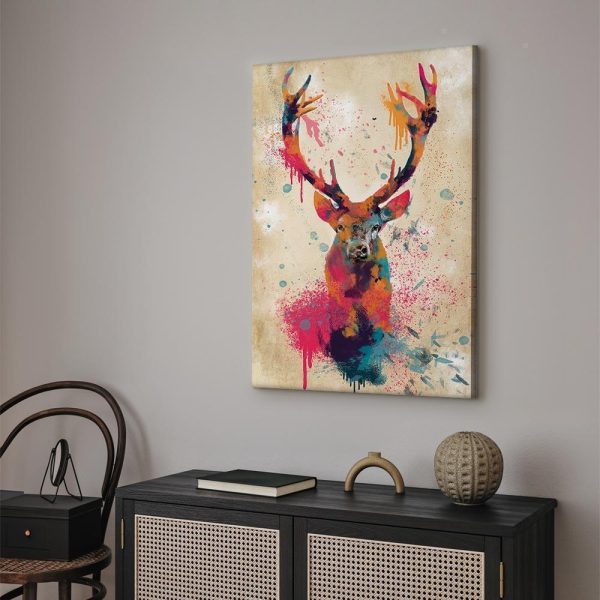 Tableau - Watercolor Deer (1 Part) Vertical