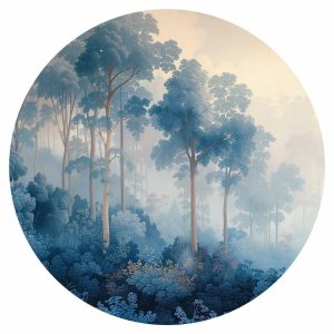 Papier Peint rond - A forest in misty shades of blue