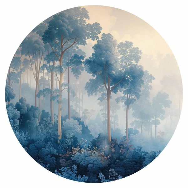 Papier Peint rond - A forest in misty shades of blue