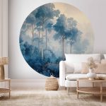 Papier Peint rond - A forest in misty shades of blue