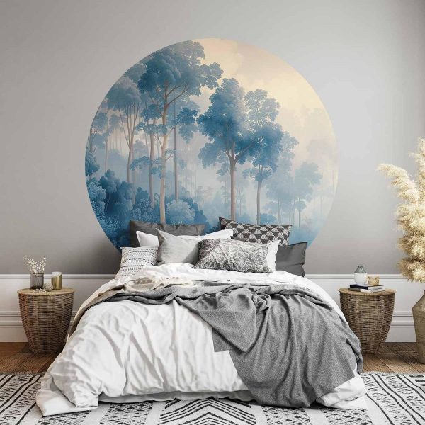 Papier Peint rond - A forest in misty shades of blue