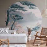 Papier Peint rond - Blue coast in delicate colours