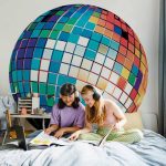 Papier Peint rond - Blue disco ball