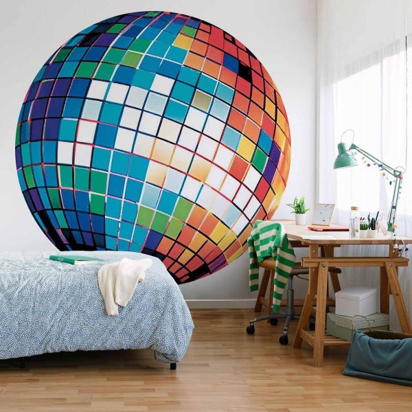 Papier Peint rond - Blue disco ball