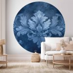 Papier Peint rond - Blue ornament in cool shades