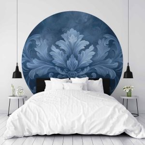 Papier Peint rond - Blue ornament in cool shades