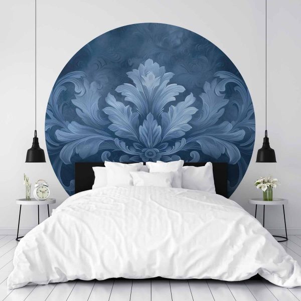 Papier Peint rond - Blue ornament in cool shades