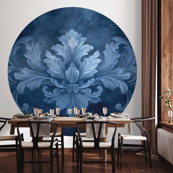 Papier Peint rond - Blue ornament in cool shades