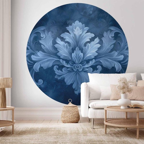 Papier Peint rond - Blue ornament in cool shades
