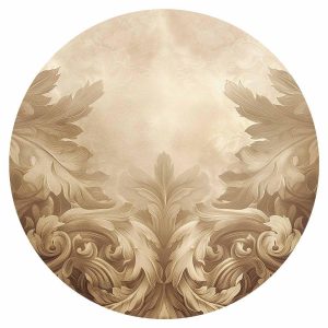 Papier Peint rond - Carved ornaments in shades of sepia