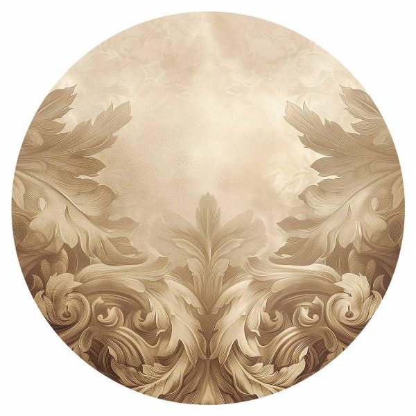 Papier Peint rond - Carved ornaments in shades of sepia