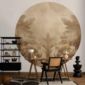 Papier Peint rond - Carved ornaments in shades of sepia