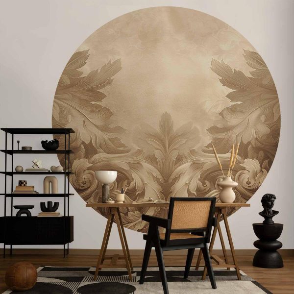 Papier Peint rond - Carved ornaments in shades of sepia