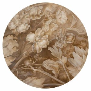 Papier Peint rond - Carved plant and flower ornaments