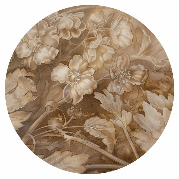 Papier Peint rond - Carved plant and flower ornaments
