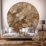 Papier Peint rond - Carved plant and flower ornaments