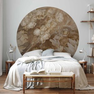 Papier Peint rond - Carved plant and flower ornaments