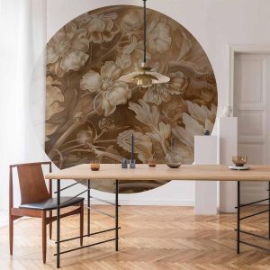 Papier Peint rond - Carved plant and flower ornaments