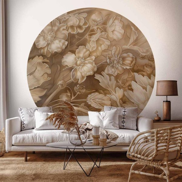 Papier Peint rond - Carved plant and flower ornaments Papier Peint rond - Carved plant and flower ornaments