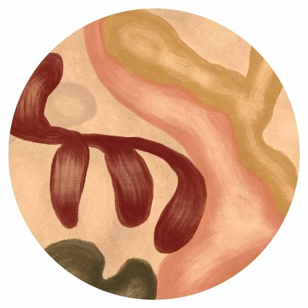 Papier Peint rond - Colorful shapes – worn-out figures in lime wash technique