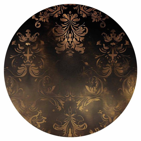 Papier Peint rond - Dark baroque patterns with gold accents