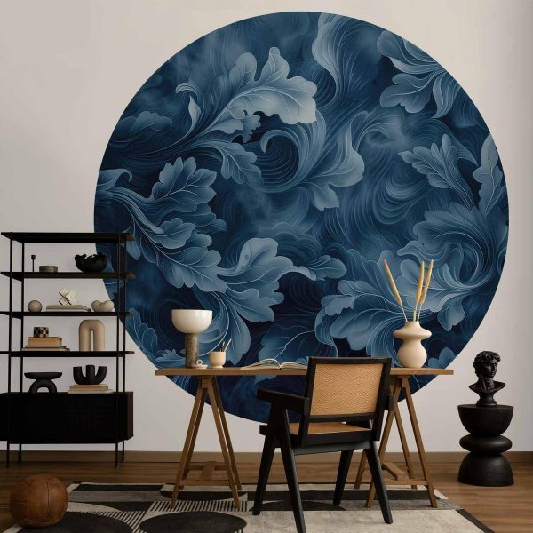 Papier Peint rond - Dense dark blue abstract ornaments