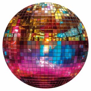 Papier Peint rond - Gold disco ball