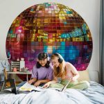 Papier Peint rond - Gold disco ball