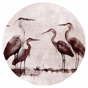 Papier Peint rond - Herons painted with ink
