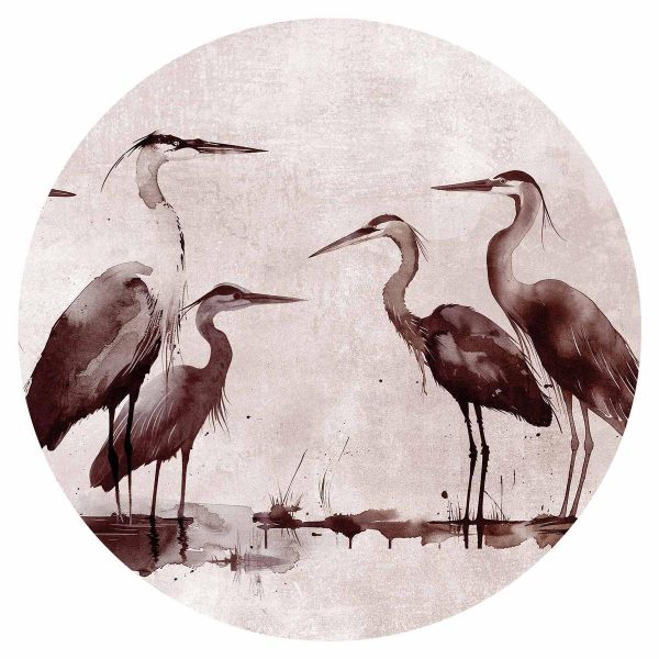 Papier Peint rond - Herons painted with ink