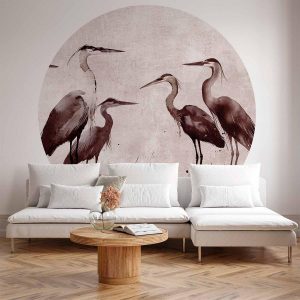 Papier Peint rond - Herons painted with ink