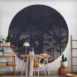 Papier Peint rond - Jungle at night