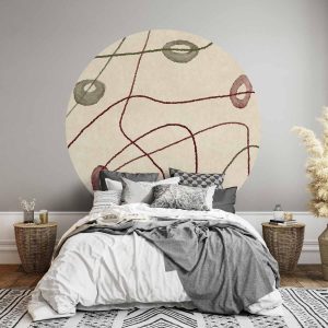 Papier Peint rond - Lines and shapes – bead labyrinth on a pale washed background