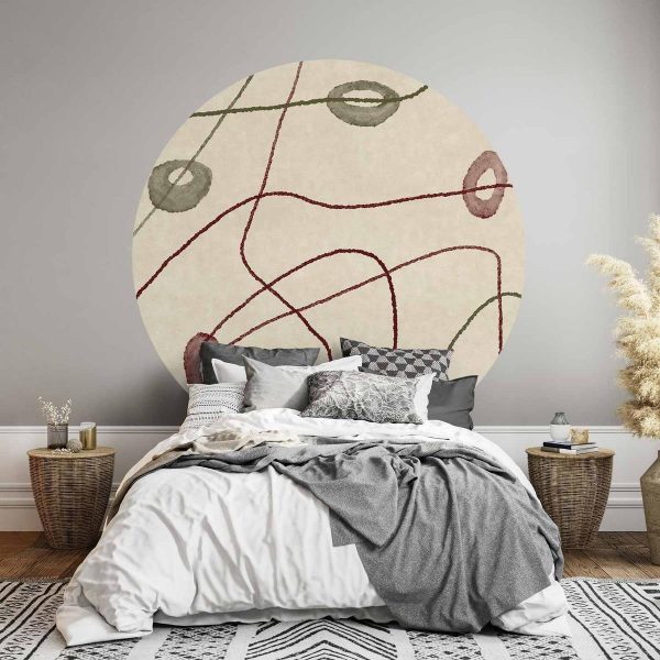 Papier Peint rond - Lines and shapes – bead labyrinth on a pale washed background