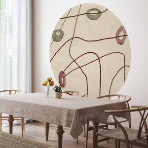 Papier Peint rond - Lines and shapes – bead labyrinth on a pale washed background