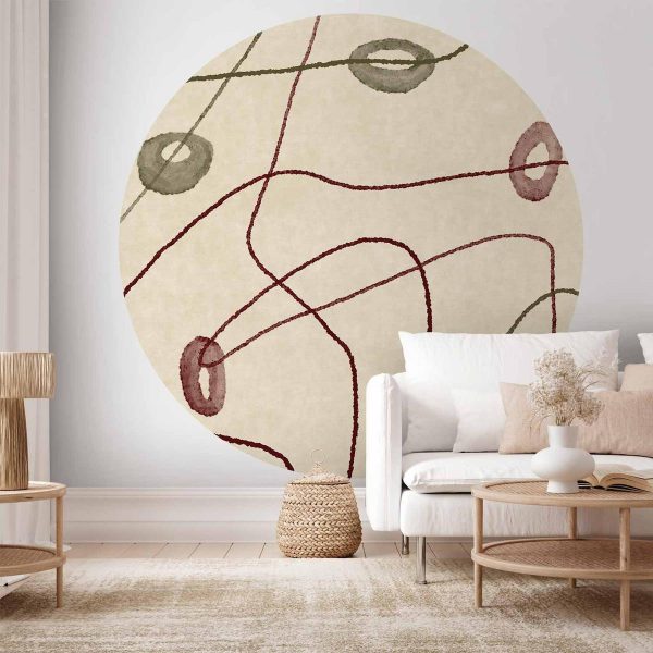 Papier Peint rond - Lines and shapes – bead labyrinth on a pale washed background Papier Peint rond - Lines and shapes – bead labyrinth on a pale washed background