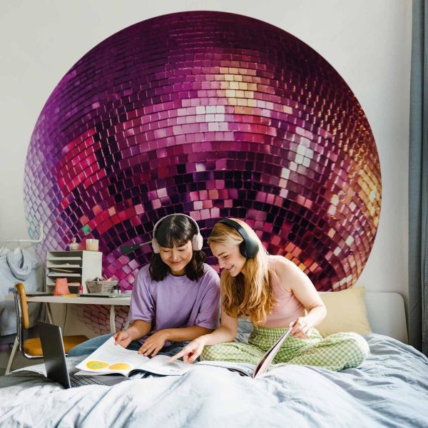 Papier Peint rond - Magenta disco ball Papier Peint rond - Magenta disco ball