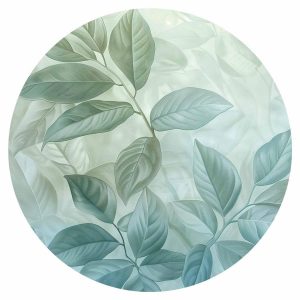 Papier Peint rond - Mint leaves: large botanical motif