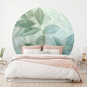Papier Peint rond - Mint leaves: large botanical motif