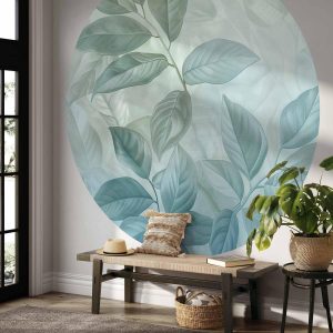 Papier Peint rond - Mint leaves: large botanical motif