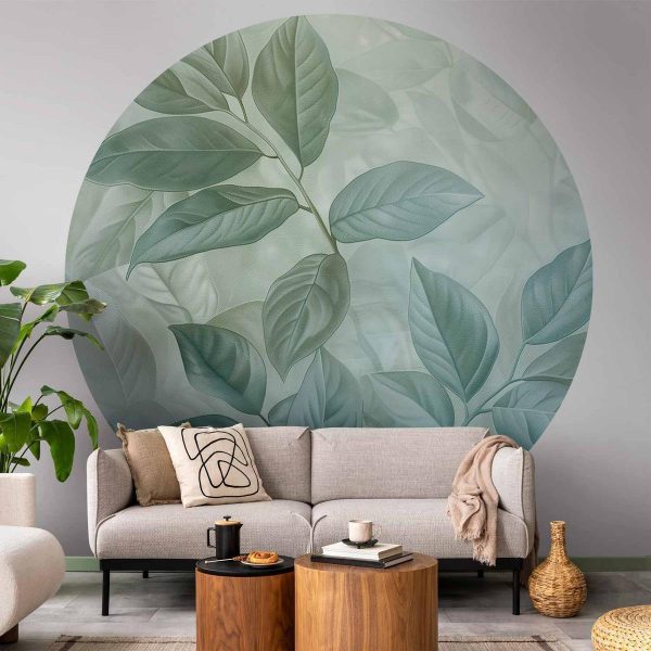 Papier Peint rond - Mint leaves: large botanical motif Papier Peint rond - Mint leaves: large botanical motif
