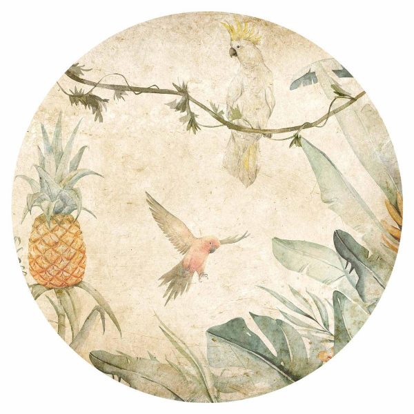 Papier Peint rond - Parrots in the jungle
