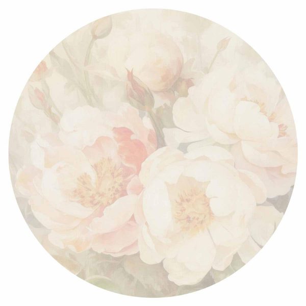 Papier Peint rond - Peonies in the mist