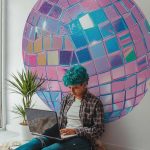 Papier Peint rond - Pink disco ball